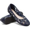 imageGreatonu Womens Flats Cut Out Round Toe Slip On Floral Ballet Flat Comfortable Lace Flats DressyNavy