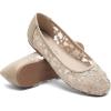 imageGreatonu Womens Flats Cut Out Round Toe Slip On Floral Ballet Flat Comfortable Lace Flats DressyNude