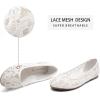 imageGreatonu Womens Flats Cut Out Round Toe Slip On Floral Ballet Flat Comfortable Lace Flats DressyWhite
