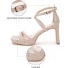 imageGreatonu Womens Heeled Sandals Open Toe Ankle Strap Strappy High Chunky Block Heel Pump Sandals Platform Heels NudeNude
