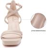 imageGreatonu Womens Heeled Sandals Open Toe Ankle Strap Strappy High Chunky Block Heel Pump Sandals Platform Heels NudeNude