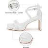 imageGreatonu Womens Heeled Sandals Open Toe Ankle Strap Strappy High Chunky Block Heel Pump Sandals Platform Heels NudeWhite