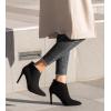 imageGreatonu Womens High Heel Boots Sexy Stiletto V Shape Pointy Toe Ankle BootiesBlack