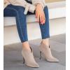imageGreatonu Womens High Heel Boots Sexy Stiletto V Shape Pointy Toe Ankle BootiesNude