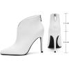 imageGreatonu Womens High Heel Boots Sexy Stiletto V Shape Pointy Toe Ankle BootiesWhite