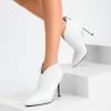imageGreatonu Womens High Heel Boots Sexy Stiletto V Shape Pointy Toe Ankle BootiesWhite