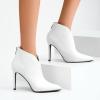 imageGreatonu Womens High Heel Boots Sexy Stiletto V Shape Pointy Toe Ankle BootiesWhite