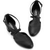 imageGreatonu Womens Low Block Heeled Dress Pumps Closed Round Toe Cross Strap Wedding Bridal Party Office Shoes 25 InchBlack Pu