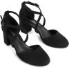 imageGreatonu Womens Low Block Heeled Dress Pumps Closed Round Toe Cross Strap Wedding Bridal Party Office Shoes 25 InchBlack Suede