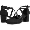 imageGreatonu Womens Low Block Heeled Dress Pumps Closed Round Toe Cross Strap Wedding Bridal Party Office Shoes 25 InchBlack Suede