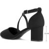 imageGreatonu Womens Low Block Heeled Dress Pumps Closed Round Toe Cross Strap Wedding Bridal Party Office Shoes 25 InchBlack Suede