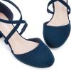 imageGreatonu Womens Low Block Heeled Dress Pumps Closed Round Toe Cross Strap Wedding Bridal Party Office Shoes 25 InchBlue