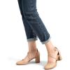 imageGreatonu Womens Low Block Heeled Dress Pumps Closed Round Toe Cross Strap Wedding Bridal Party Office Shoes 25 InchNude Pu
