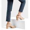 imageGreatonu Womens Low Block Heeled Dress Pumps Closed Round Toe Cross Strap Wedding Bridal Party Office Shoes 25 InchNude Pu