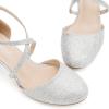 imageGreatonu Womens Low Block Heeled Dress Pumps Closed Round Toe Cross Strap Wedding Bridal Party Office Shoes 25 InchSliver Glitter