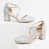 imageGreatonu Womens Low Block Heeled Dress Pumps Closed Round Toe Cross Strap Wedding Bridal Party Office Shoes 25 InchSliver Glitter
