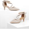 imageGreatonu Womens Low Heel Pumps Pointed Toe Bridal Wedding Party Kitten Heel Pump ShoesBeige2