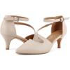 imageGreatonu Womens Low Heel Pumps Pointed Toe Bridal Wedding Party Kitten Heel Pump ShoesBeige2