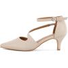 imageGreatonu Womens Low Heel Pumps Pointed Toe Bridal Wedding Party Kitten Heel Pump ShoesBeige2