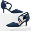 imageGreatonu Womens Low Heel Pumps Pointed Toe Bridal Wedding Party Kitten Heel Pump ShoesBlue