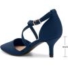 imageGreatonu Womens Low Heel Pumps Pointed Toe Bridal Wedding Party Kitten Heel Pump ShoesBlue