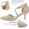 imageGreatonu Womens Low Heel Pumps Pointed Toe Bridal Wedding Party Kitten Heel Pump ShoesGold Glitter