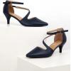 imageGreatonu Womens Low Heel Pumps Pointed Toe Bridal Wedding Party Kitten Heel Pump ShoesNavy