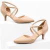 imageGreatonu Womens Low Heel Pumps Pointed Toe Bridal Wedding Party Kitten Heel Pump ShoesNude Pu