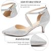 imageGreatonu Womens Low Heel Pumps Pointed Toe Bridal Wedding Party Kitten Heel Pump ShoesSilver Glitter