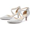 imageGreatonu Womens Low Heel Pumps Pointed Toe Bridal Wedding Party Kitten Heel Pump ShoesSilver Glitter