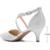 imageGreatonu Womens Low Heel Pumps Pointed Toe Bridal Wedding Party Kitten Heel Pump ShoesSilver Glitter