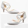 imageGreatonu Womens Low Heel Pumps Pointed Toe Bridal Wedding Party Kitten Heel Pump ShoesSilver Glitter