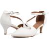 imageGreatonu Womens Low Heel Pumps Pointed Toe Bridal Wedding Party Kitten Heel Pump ShoesWhite