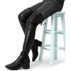 imageGreatonu Womens Over Knee High Boots Warm Winter Long Boot with Side Zipper Back Lace Fashion Thigh High BootsBlack Pu177 Inchs