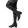 imageGreatonu Womens Over Knee High Boots Warm Winter Long Boot with Side Zipper Back Lace Fashion Thigh High BootsBlack Pu177 Inchs