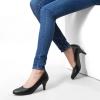 imageGreatonu Womens Round Toe Low Heel Pumps Kitten Heels Closed Toe Dress Pumps Shoes Wedding Party Shoes Work HeelsPu Matte Black