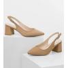imageGreatonu Womens Slingback Block Heel Pointed Toe Dress Pumps ShoesBeige