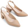 imageGreatonu Womens Slingback Block Heel Pointed Toe Dress Pumps ShoesNude