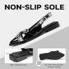 imageGreatonu Womens Slingback Flats Buckle Pointed Closed Toe Flat Shoes Comfortable Low Block Heel Mary Jane Casual Party Dressy ShoesBlack Patent Cross Strap