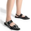 imageGreatonu Womens Slingback Flats Buckle Pointed Closed Toe Flat Shoes Comfortable Low Block Heel Mary Jane Casual Party Dressy ShoesBlack Patent Mary Jane