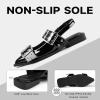 imageGreatonu Womens Slingback Flats Buckle Pointed Closed Toe Flat Shoes Comfortable Low Block Heel Mary Jane Casual Party Dressy ShoesBlack Patent Mary Jane