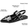 imageGreatonu Womens Slingback Flats Buckle Pointed Closed Toe Flat Shoes Comfortable Low Block Heel Mary Jane Casual Party Dressy ShoesBlack Patent Mary Jane