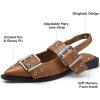 imageGreatonu Womens Slingback Flats Buckle Pointed Closed Toe Flat Shoes Comfortable Low Block Heel Mary Jane Casual Party Dressy ShoesBrown Pu Mary Jane