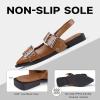 imageGreatonu Womens Slingback Flats Buckle Pointed Closed Toe Flat Shoes Comfortable Low Block Heel Mary Jane Casual Party Dressy ShoesBrown Pu Mary Jane