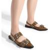 imageGreatonu Womens Slingback Flats Buckle Pointed Closed Toe Flat Shoes Comfortable Low Block Heel Mary Jane Casual Party Dressy ShoesBrown Pu Mary Jane