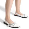 imageGreatonu Womens Slingback Flats Buckle Pointed Closed Toe Flat Shoes Comfortable Low Block Heel Mary Jane Casual Party Dressy ShoesWhite Patent Cross Strap