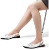 imageGreatonu Womens Slingback Flats Buckle Pointed Closed Toe Flat Shoes Comfortable Low Block Heel Mary Jane Casual Party Dressy ShoesWhite Patent Cross Strap