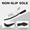 imageGreatonu Womens Slingback Flats Buckle Pointed Closed Toe Flat Shoes Comfortable Low Block Heel Mary Jane Casual Party Dressy ShoesWhite Patent Cross Strap