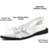 imageGreatonu Womens Slingback Flats Buckle Pointed Closed Toe Flat Shoes Comfortable Low Block Heel Mary Jane Casual Party Dressy ShoesWhite Patent Cross Strap
