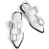 imageGreatonu Womens Slingback Flats Buckle Pointed Closed Toe Flat Shoes Comfortable Low Block Heel Mary Jane Casual Party Dressy ShoesWhite Patent Mary Jane